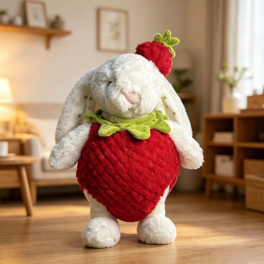 Medium Bartholomew Bear/Bashful Bunny clothes –Bunny Strawberry Knit & Hat